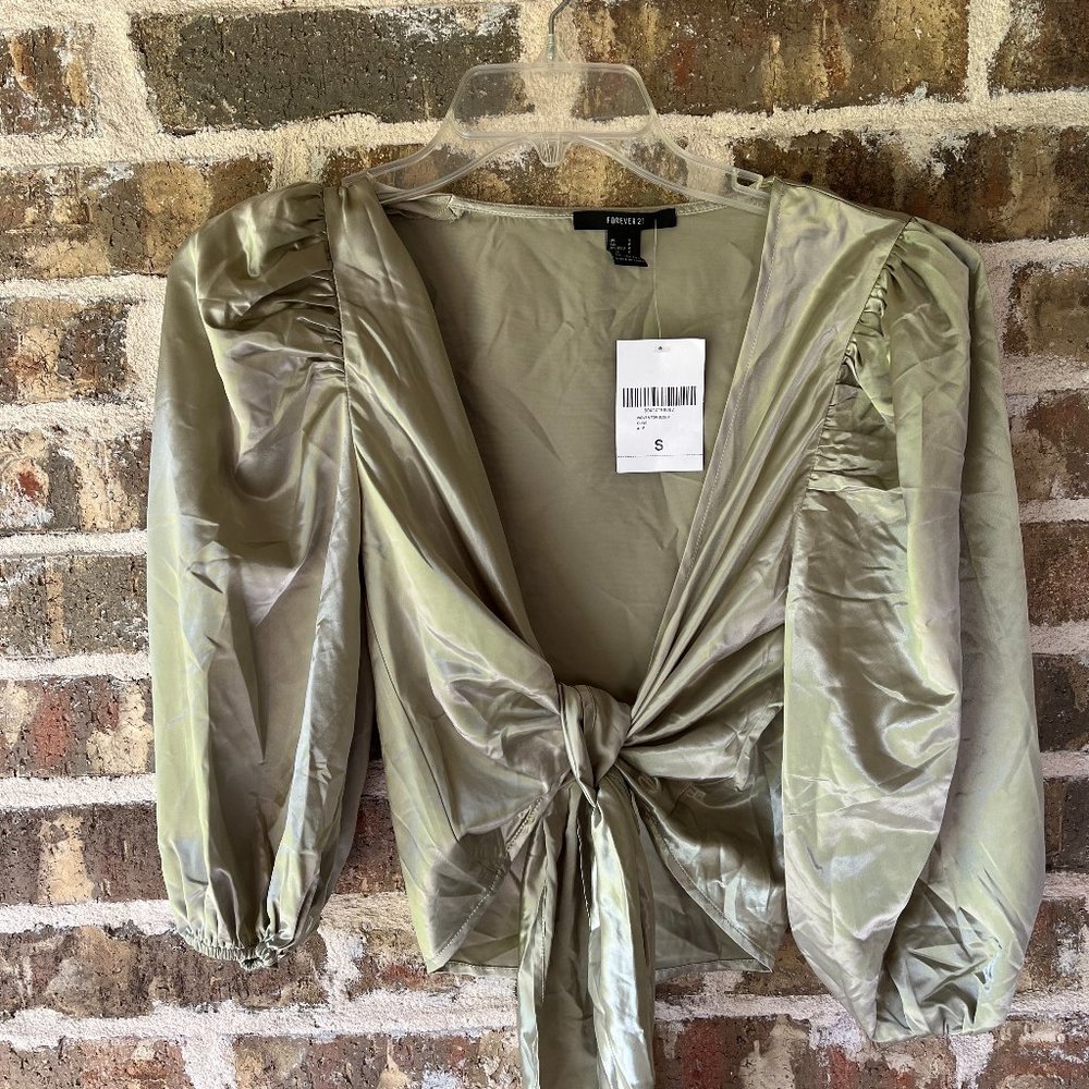 Forever 21 Light Green Top with Tie